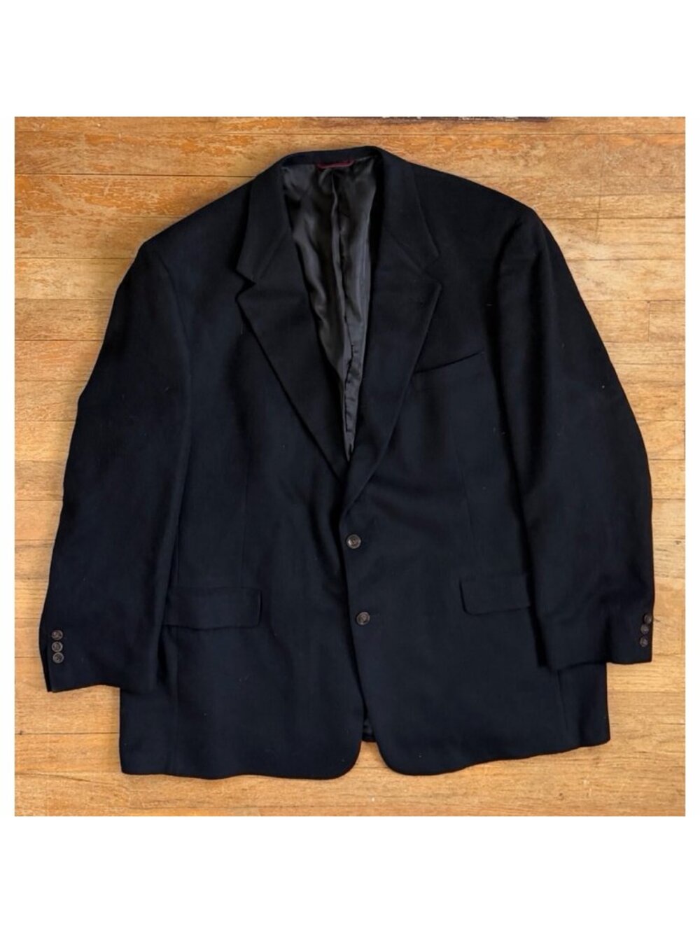 Vintage Mens Camel Hair Blazer Size 50L 90s Black Sport Coat Suit Jacket  Black